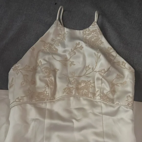 Ivory/cream dress with spaghetti straps and a zipper in the back. Gently used. - Picture 8 of 11